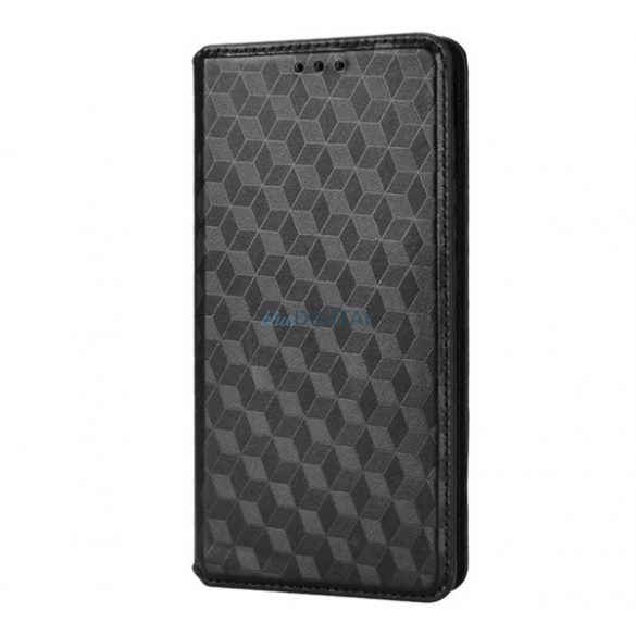 Carcasă în picioare, efect piele (FLIP, deschidere laterală, funcție de suport pentru desktop, model complet de diamant 3D, premium) NEGRU Samsung Galaxy S23 Ultra (SM-S918)