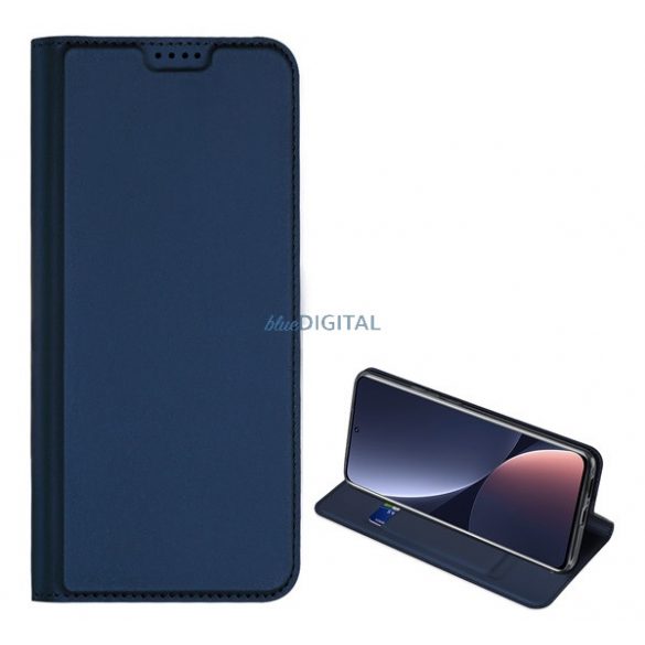 Husa DUX DUCIS SKIN PRO in picioare, efect piele (FLIP, deschidere laterala, suport card bancar, functie suport birou) ALBASTRU INCHIS Xiaomi 13 Pro