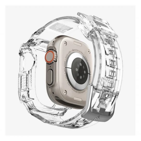 Curea de rezervă SPIGEN RUGGED ARMOR PRO (dimensiune personalizată, silicon, rezistență la șocuri + cadru din silicon) TRANSPARENT Apple Watch Ultra 49mm