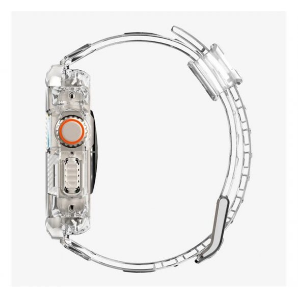 Curea de rezervă SPIGEN RUGGED ARMOR PRO (dimensiune personalizată, silicon, rezistență la șocuri + cadru din silicon) TRANSPARENT Apple Watch Ultra 49mm