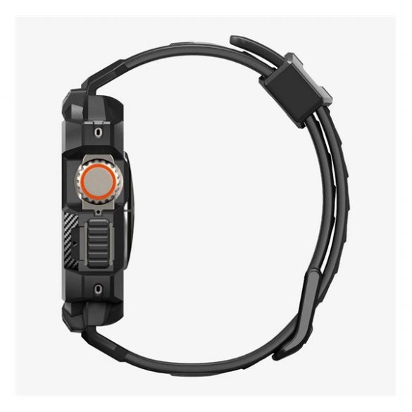 Curea de schimb SPIGEN RUGGED ARMOR PRO (dimensiune personalizată, silicon, rezistență la șocuri + cadru din silicon) NEGRU Apple Watch Ultra 49mm