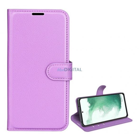 Husă în picioare, efect piele (FLIP, deschidere laterală, funcție de suport pentru birou, premium) PURPLE Samsung Galaxy S23 Plus (SM-S916)