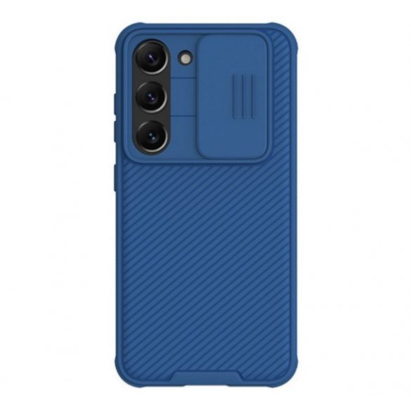 NILLKIN CAMSHIELD PRO protecție din plastic pentru telefon (cadru din silicon, rezistent la impact mediu, protecție cameră foto, model cu dungi) albastruSamsung Galaxy S23 (SM-S911)