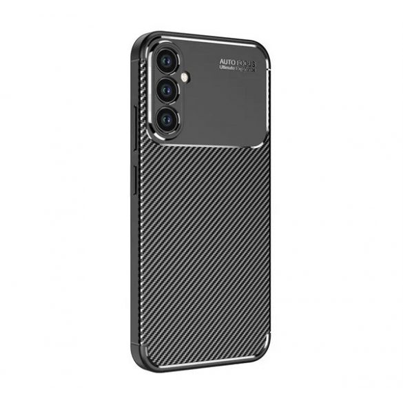 Protectie din silicon pentru telefon (rezistenta medie la impact, colt cu perna de aer, model carbon) NEGRU Samsung Galaxy A34 5G (SM-A346)