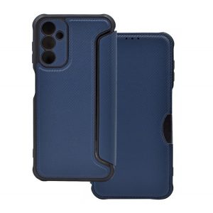 Husă stativă, efect piele (FLIP, deschidere laterală, hover, protecție cameră, model carbon) CUSCINĂ CUSCINĂ Samsung Galaxy A14 5G (SM-A146), Samsung Galaxy A14 4G (SM-A145)