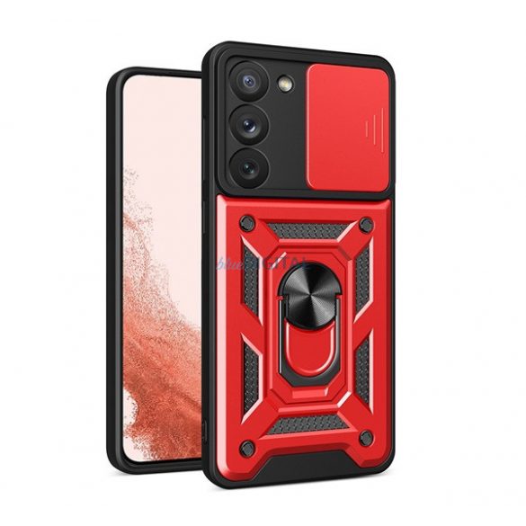 Protector de telefon din plastic Defender (rezistență medie la impact, interior din silicon, inel de suport pentru telefon, protecție pentru cameră) ROȘU Samsung Galaxy S23 Plus (SM-S916)