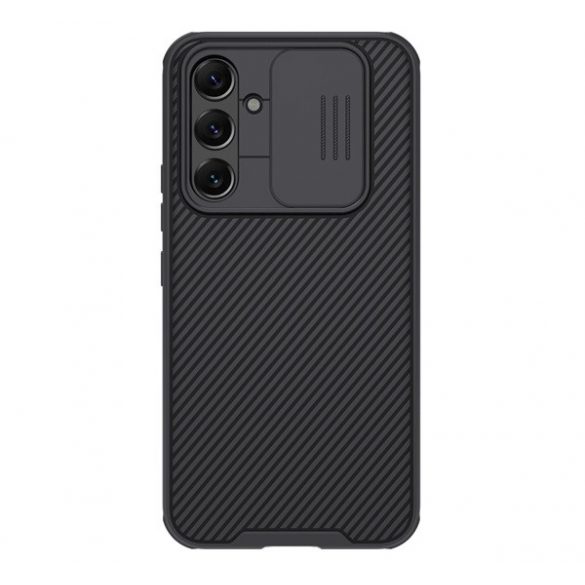 NILLKIN CAMSHIELD PRO protecție din plastic pentru telefon (cadru din silicon, rezistent la impact mediu, protecție cameră foto, model cu dungi) NEGRU Samsung Galaxy A54 5G (SM-A546)