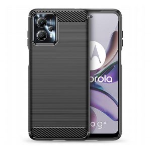 Husă silicon pentru telefon (rezistent la impact mediu, călcâi pernă de aer, model de carbon periat) negru Motorola Moto G13, Motorola Moto G23