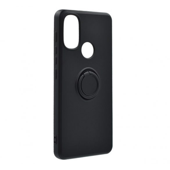 Protectie din silicon pentru telefon (inel suport telefon, interior din microfibra de pluș, placă metalică încorporată, protecție pentru cameră) NEGRU Motorola Moto E20 (XT2155), Motorola Moto E30 (XT2159), Motorola Moto E40 (XT215)