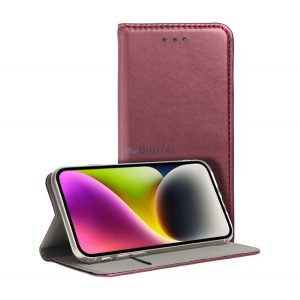 Carcasa in picioare, efect piele (FLIP, deschidere laterala, functie suport de masa) BURGUNDY Oppo Reno 8