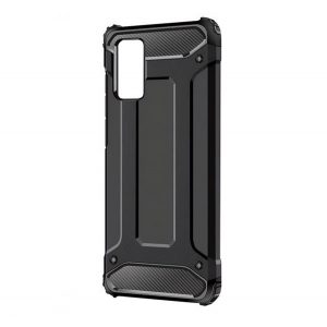 Protecție din plastic pentru telefon Defender (rezistență medie la impact, călcâi cu pernă de aer, interior din silicon, efect metalic) negru Samsung Galaxy A14 4G (SM-A145), Samsung Galaxy A14 5G (SM-A146)