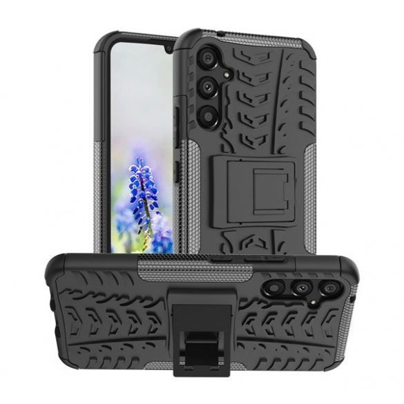 Protecție din plastic pentru telefon Defender (rezistență medie la impact, interior din silicon, anti-alunecare, model anvelope auto) negru Samsung Galaxy A34 5G (SM-A346)