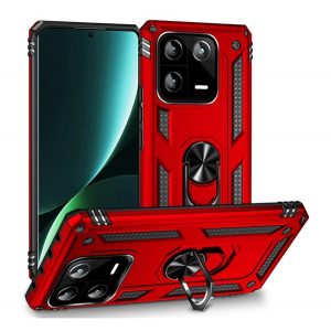 Protector de telefon din plastic Defender (rezistenta la impact mediu, interior din silicon, inel suport telefon, placa metalica incorporata) RED Xiaomi 13 Pro