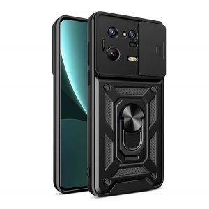 Defender protecțiede telefon din plastic (rezistent la impact mediu, interior din silicon, inel de fixare a telefonului, protecție a camerei) negru Xiaomi 13 Pro