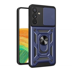 Protector de telefon din plastic Defender (rezistență medie la impact, interior din silicon, inel de suport pentru telefon, protecție pentru cameră) ALBASTRU ÎNCHIS Samsung Galaxy A34 5G (SM-A346)