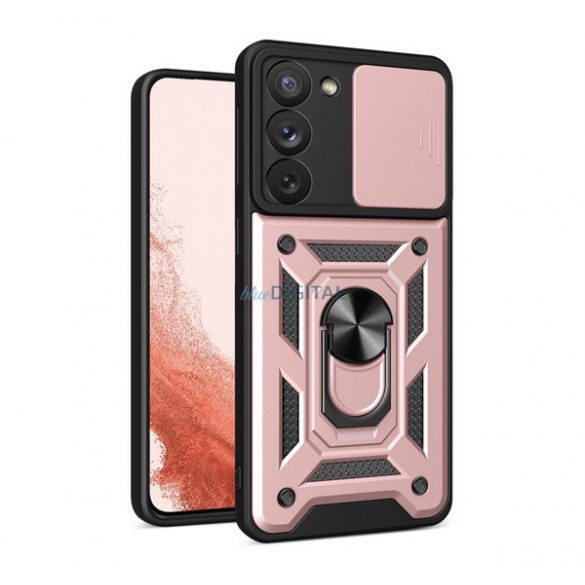 Protector de telefon din plastic Defender (rezistenta medie la impact, interior din silicon, inel suport telefon, protectie camera) ROSE GOLD Samsung Galaxy S23 Plus (SM-S916)