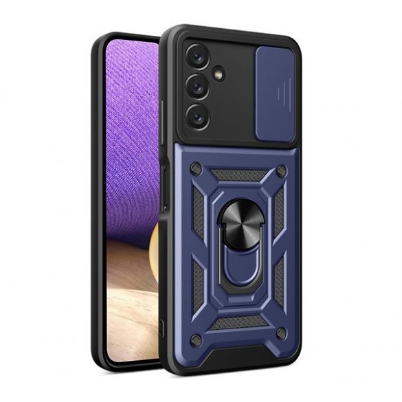 Protecție din plastic pentru telefon Defender (rezistență medie la impact, interior din silicon, inel suport telefon, protecție cameră foto) CUTTING albastruSamsung Galaxy A14 4G (SM-A145), Samsung Galaxy A14 5G (SM-A146)