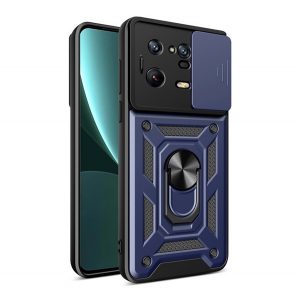 Protecție din plastic pentru telefon Defender (rezistență medie la impact, interior din silicon, inel suport pentru telefon, protecție pentru cameră)