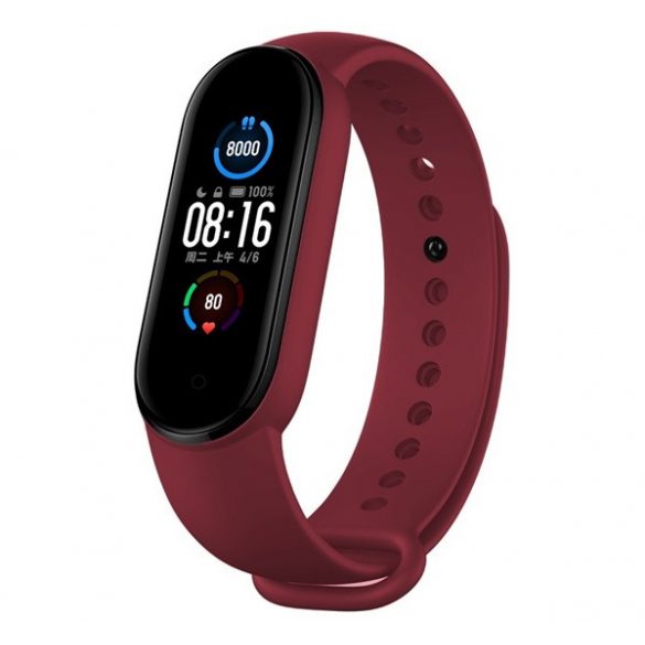 Curea de rezervă DEVIA DELUXE SPORT (dimensiune personalizată, silicon, reglabilă) BURGUNDY Xiaomi Mi Band 5, Xiaomi Mi Band 6