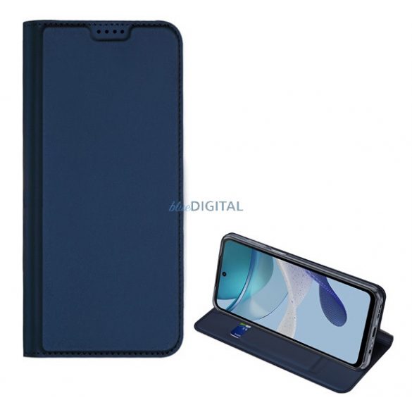 Husa DUX DUCIS SKIN PRO in picioare, efect piele (FLIP, deschidere laterala, suport card bancar, functie suport birou) ALBASTRU INCHIS Motorola Moto G53 (XT2335)