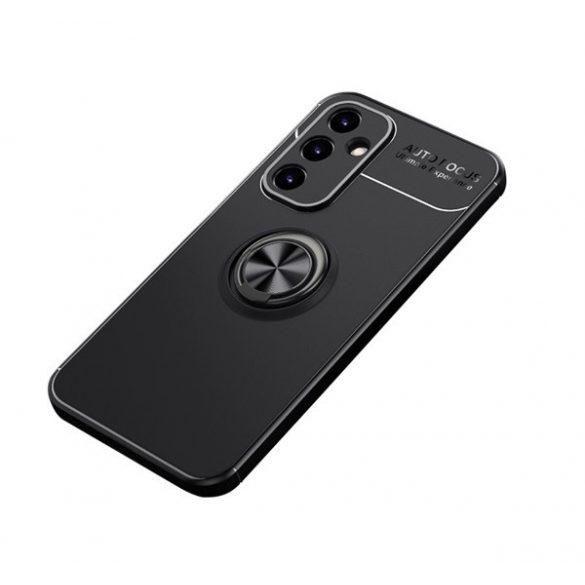 Protector de telefon din silicon (funcție suport de masă, inel de suport pentru telefon, rotire la 360°, placă metalică încorporată) NEGRU Samsung Galaxy A54 5G (SM-A546)