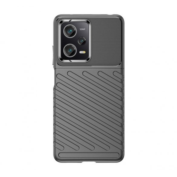 Protector de telefon din silicon (rezistent mediu la impact, cu dungi, model convex) NEGRU Xiaomi Redmi Note 12 Pro, Xiaomi Poco X5 Pro 5G