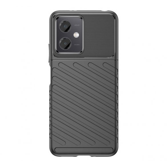 Protector de telefon din silicon (rezistent mediu la impact, cu dungi, model convex) NEGRU Xiaomi Poco X5 5G