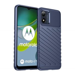 Protectie din silicon pentru telefon (rezistenta medie la impact, cu dungi, model convex) ALBASTRU INCHIS Motorola Moto E13