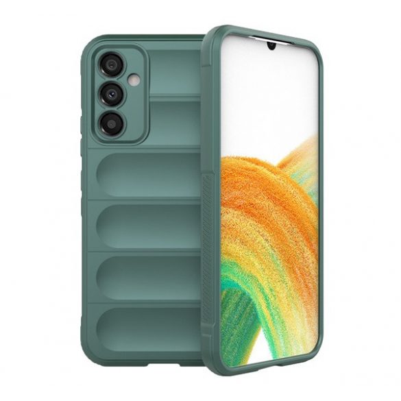 Protector din silicon pentru telefon (rezistență medie la impact, protecție pentru cameră, model 3D) VERDE ÎNCHIS Samsung Galaxy A34 5G (SM-A346)