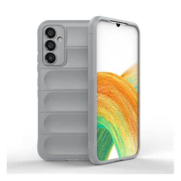 Protector de telefon din silicon (rezistență medie la impact, protecție pentru cameră, model 3D) GRI DESCHIS Samsung Galaxy A34 5G (SM-A346)