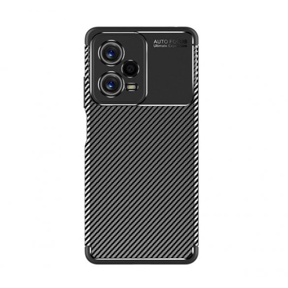 Protectie de telefon din silicon (rezistenta medie la impact, colt cu perna de aer, model carbon) NEGRU Xiaomi Poco X5 5G