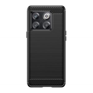 Protector de telefon din silicon (rezistență medie la impact, colț cu pernă de aer, periat, model carbon) NEGRU OnePlus 10T 5G