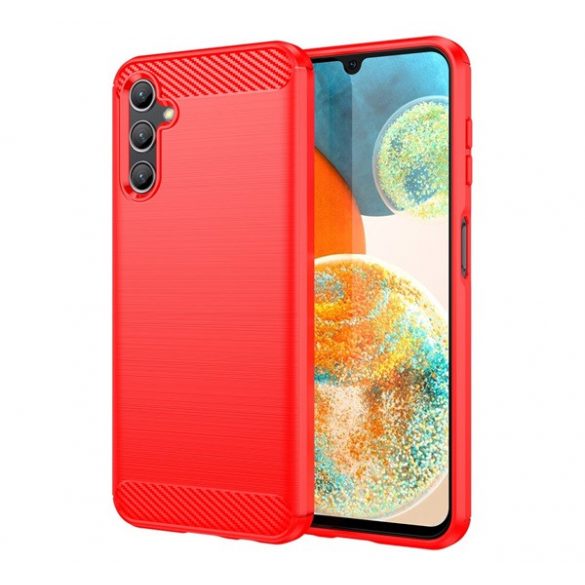 protecțiede telefon din silicon (rezistent la impact mediu, călcâi cu pernă de aer, periat, model carbon) PIROS Samsung Galaxy A14 4G (SM-A145), Samsung Galaxy A14 5G (SM-A146)