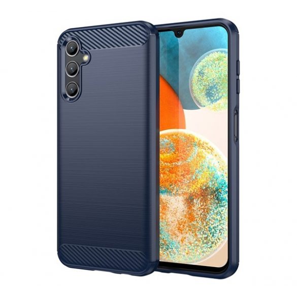 protecțiede telefon din silicon (rezistent la impact mediu, călcâi cu pernă de aer, periat, model de carbon) PERNA PERNA Samsung Galaxy A14 4G (SM-A145), Samsung Galaxy A14 5G (SM-A146)