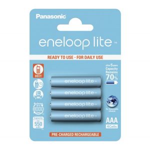 Baterie PANASONIC ENELOOP LITE (AAA, BK-4LCCE/4BE, 1.2V, 550mAh Ni-MH, 3000x reîncărcabilă) 4buc/pachet