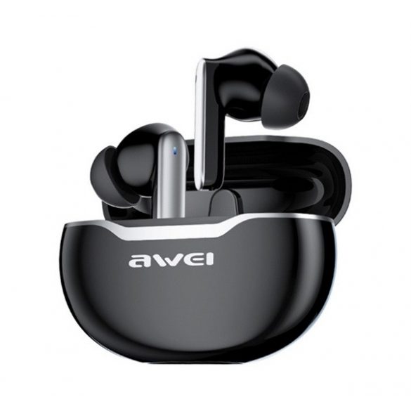 Căști bluetooth AWEI T50 PRO STEREO (v5.3, TWS, microfon, filtru de zgomot + carcasă de încărcare) NEGRU