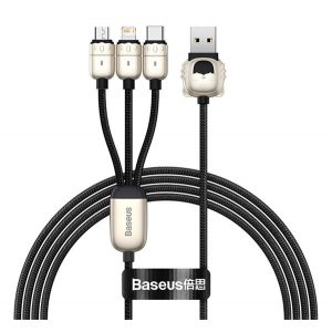 Cablu de date BASEUS YEAR OF THE TIGER 3in1 (USB - lightning/microUSB/Type-C, 3.5A, 120cm) NEGRU