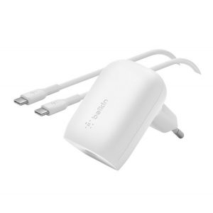 BELKIN BOOST CHARGE încărcător de rețea Priză tip C (30W, încărcător rapid PD + cablu tip C) ALB