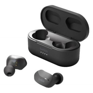 Căști bluetooth BELKIN SOUNDFORM STEREO (v5.0, TWS, microfon, IPX5 rezistent la apă + carcasă de încărcare) NEGRU