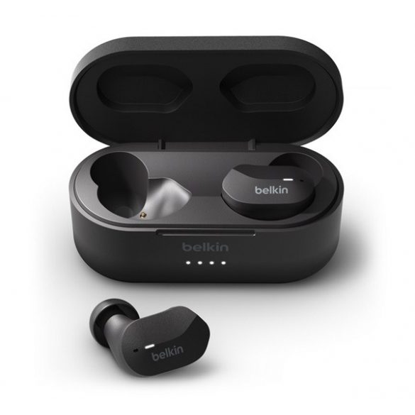 Căști bluetooth BELKIN SOUNDFORM STEREO (v5.0, TWS, microfon, IPX5 rezistent la apă + carcasă de încărcare) NEGRU