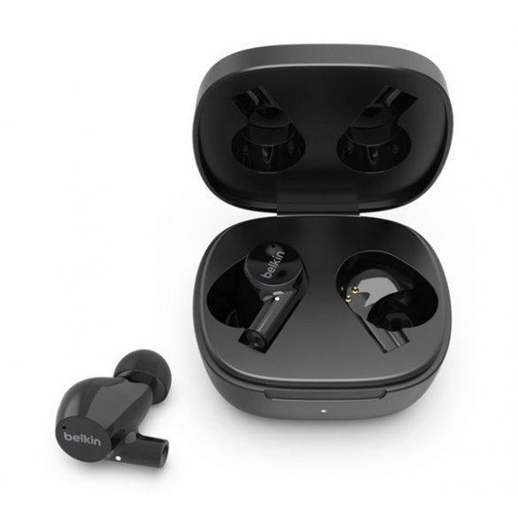 Căști bluetooth BELKIN SOUNDFORM RISE STEREO (v5.0, TWS, microfon, filtru de zgomot, IPX5 rezistent la apă + carcasă de încărcare) NEGRU