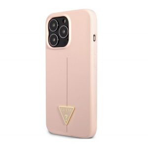 Protector de telefon din silicon CG MOBILE GUESS TRIANGLE (interior de pluș din microfibră, mat, protecție pentru cameră) ROZ Apple iPhone 13 Pro