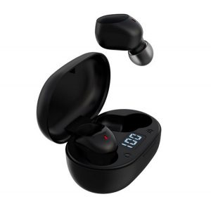 Căști bluetooth DEVIA JOY A6 STEREO (v5.0, TWS, microfon, extra mini + carcasă de încărcare) NEGRU