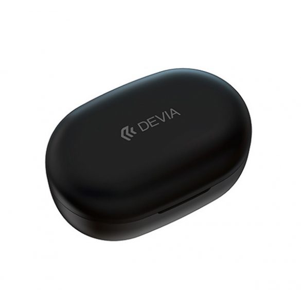 Căști bluetooth DEVIA JOY A6 STEREO (v5.0, TWS, microfon, extra mini + carcasă de încărcare) NEGRU