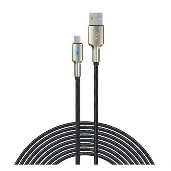 Cablu de date DEVIA MARS (USB - Type-C, 2.1A, încărcător rapid PD, 150cm, indicator LED) NEGRU