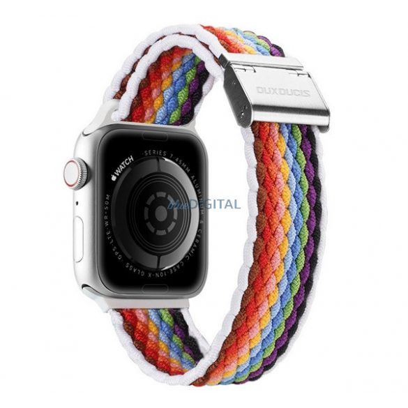 Curea de schimb DUX DUCIS (dimensiune personalizată, mare, textilă, curcubeu, reglabilă) CULOARE Apple Watch Ultra 49 mm, Apple Watch Series 7 45 mm, Apple Watch Series 8 45 mm, Apple Watch Series 4 44 mm, Apple Watch Series 5 44 mm, Apple Watch Ser