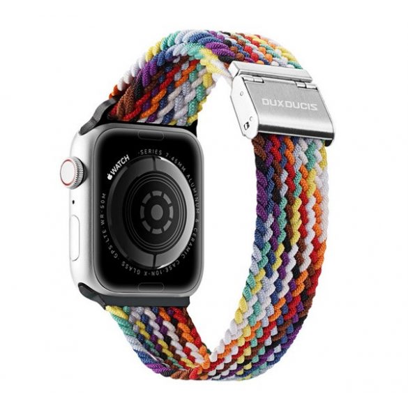 Curea de schimb DUX DUCIS (dimensiune personalizată, mare, textilă, curcubeu, reglabilă) ALB Apple Watch Ultra 49 mm, Apple Watch Series 8 45 mm, Apple Watch Series 7 45 mm, Apple Watch Series 4 44 mm, Apple Watch Series 5 44 mm, Apple Watch Series 