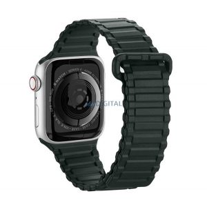 Curea de schimb DUX DUCIS (dimensiune personalizată, mare, silicon, magnetică) VERDE ÎNCHIS Apple Watch Ultra 49 mm, Apple Watch Series 7 45 mm, Apple Watch Series 8 45 mm, Apple Watch Series 4 44 mm, Apple Watch Series 5 44 mm, Apple Watch Series 6