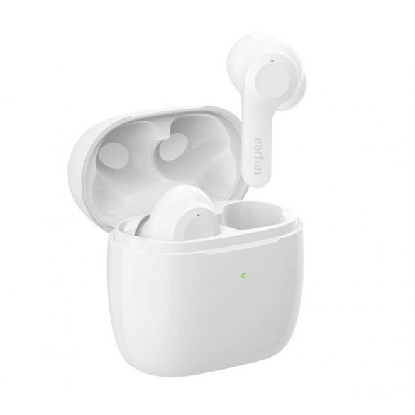 Căști bluetooth EARFUN AIR STEREO (v5.0, TWS, microfon, filtru de zgomot, IPX7 rezistent la apă + carcasă de încărcare) ALBE