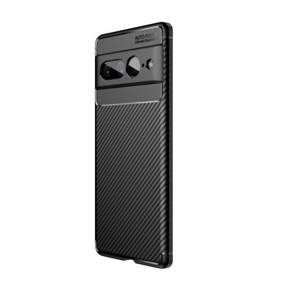 Protectie din silicon pentru telefon (rezistenta medie la impact, colt cu perna de aer, model carbon) NEGRU Google Pixel 7 Pro